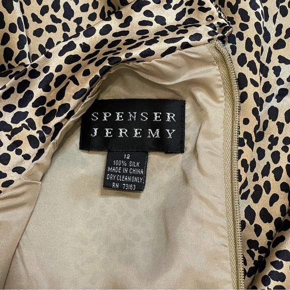 Spenser Jeremy |Silk Mock Neck Leopard Print Dress Size 12 - Picture 14 of 16